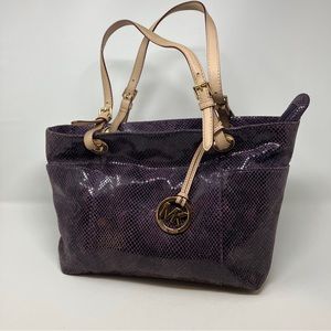 Michael Kors Purple Patent Embossed Python Tote